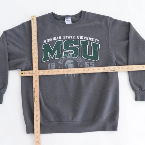 Vintage Jerzees Mi State Spartans University Collegiate Gray Neck Sweater Medium - Picture 3 of 10
